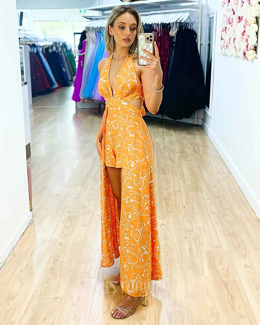 Summer Maxi Playsuit - Orange Print