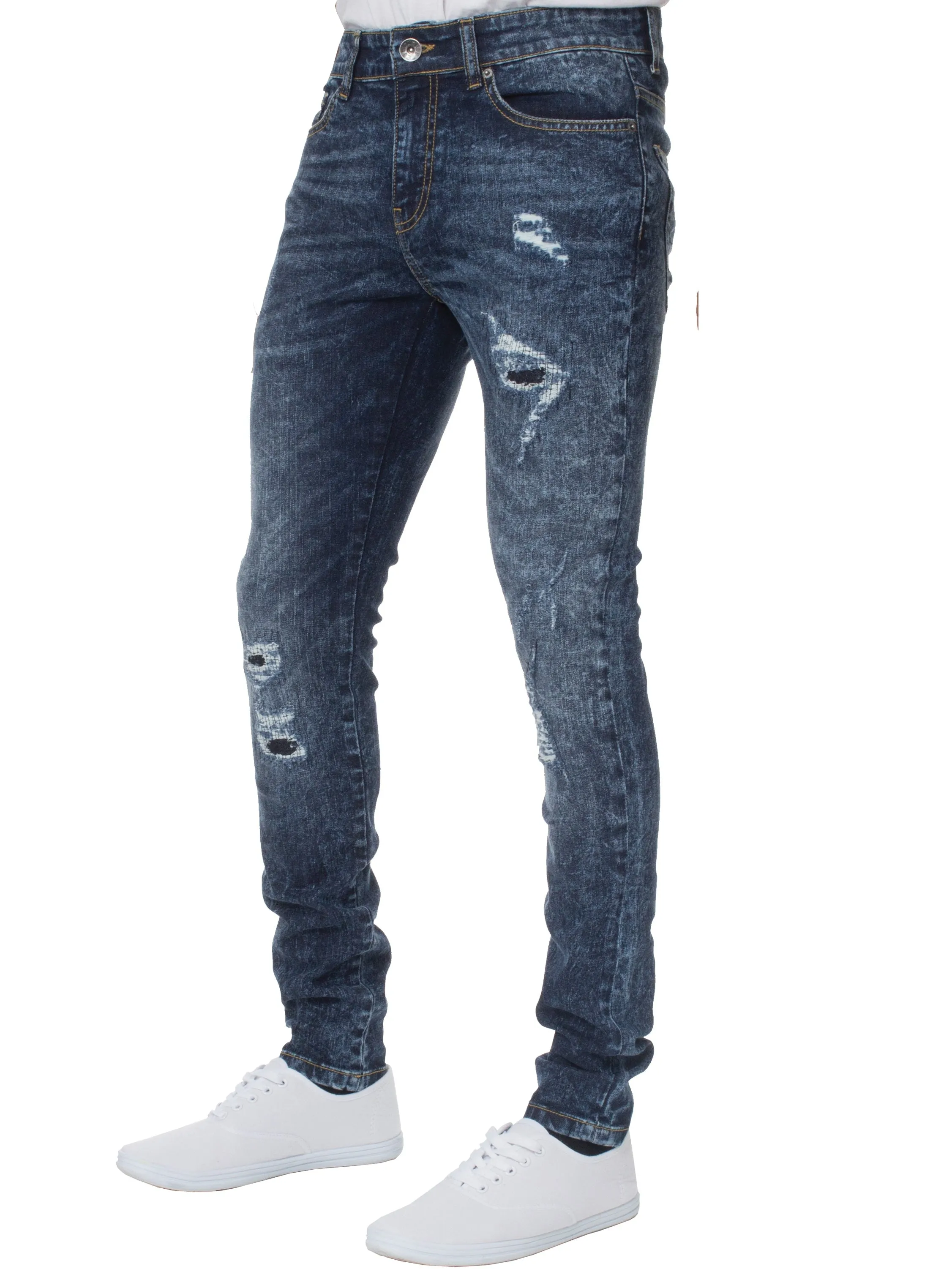 Super Skinny Stretch Rip & Repair Slim Jeans | Enzo Designer Menswear