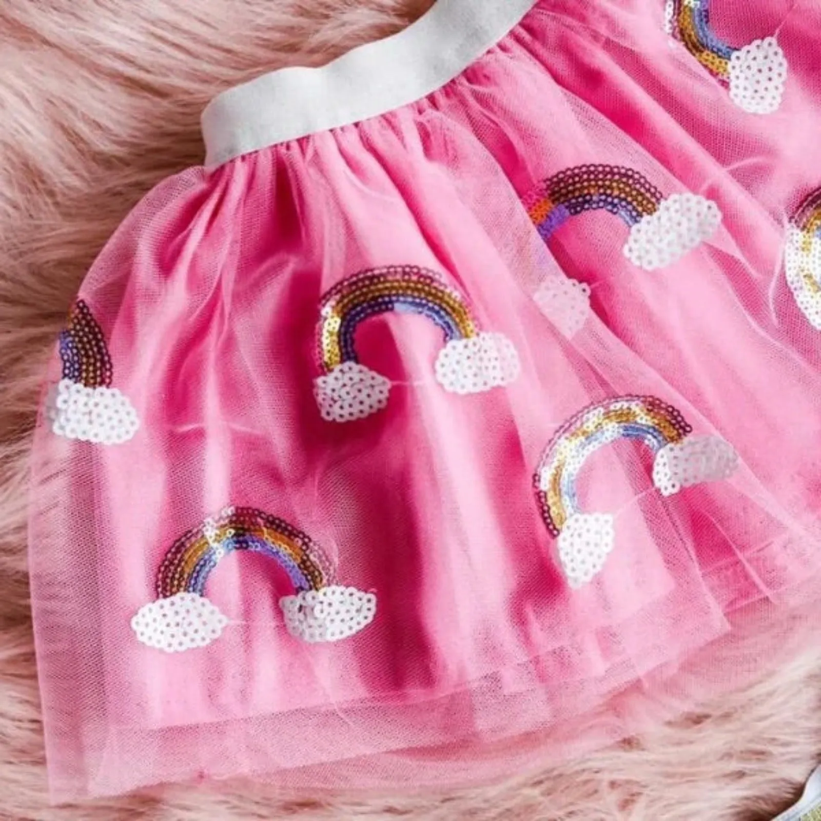 Sweet Wink Girls Pink Magical Rainbow Tutu Skirt