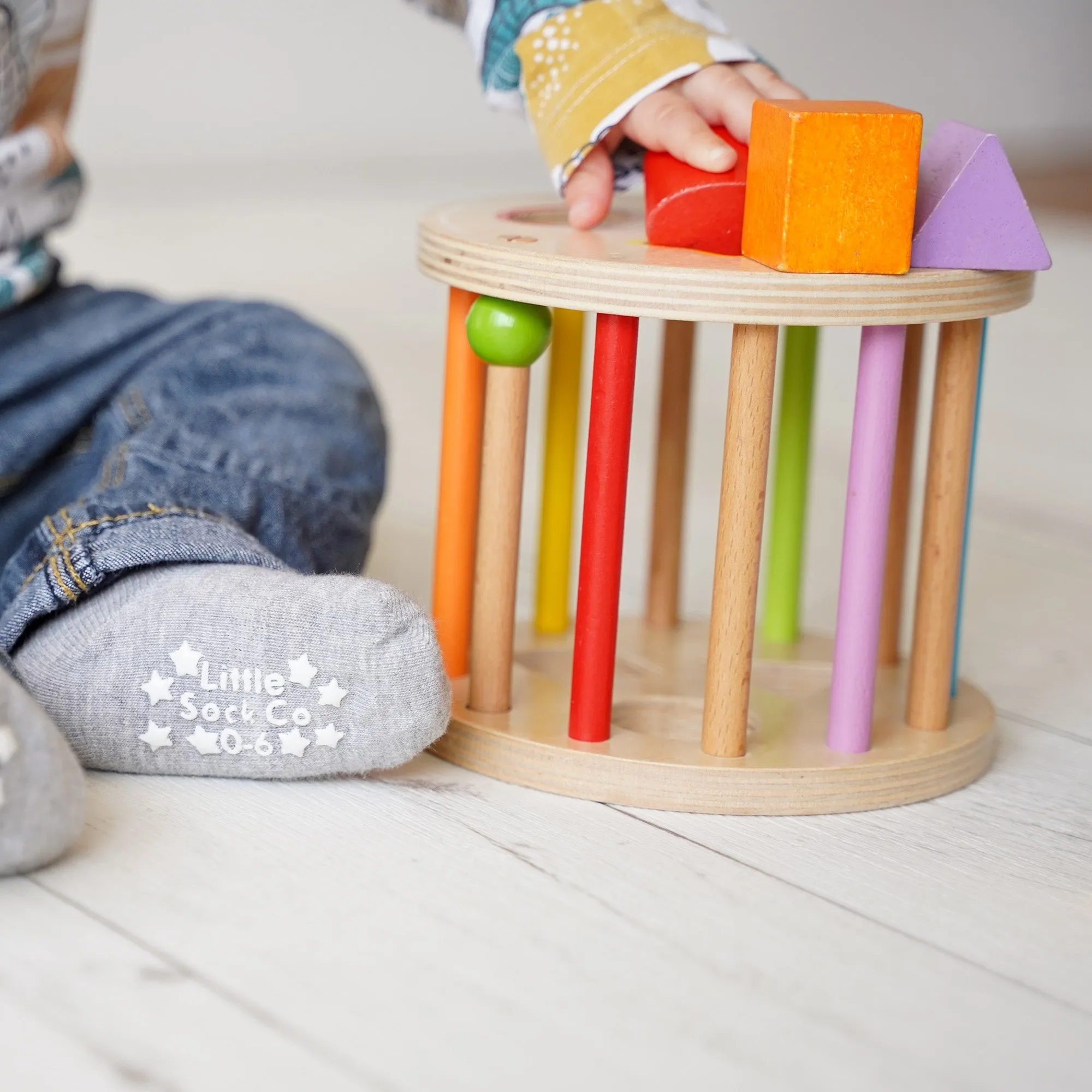 Talipes (clubfoot) Boots and Bar Socks - Non-Slip   Stay On Baby and Toddler Socks - 3 Pack in Navy, Mustard & Grey Marl