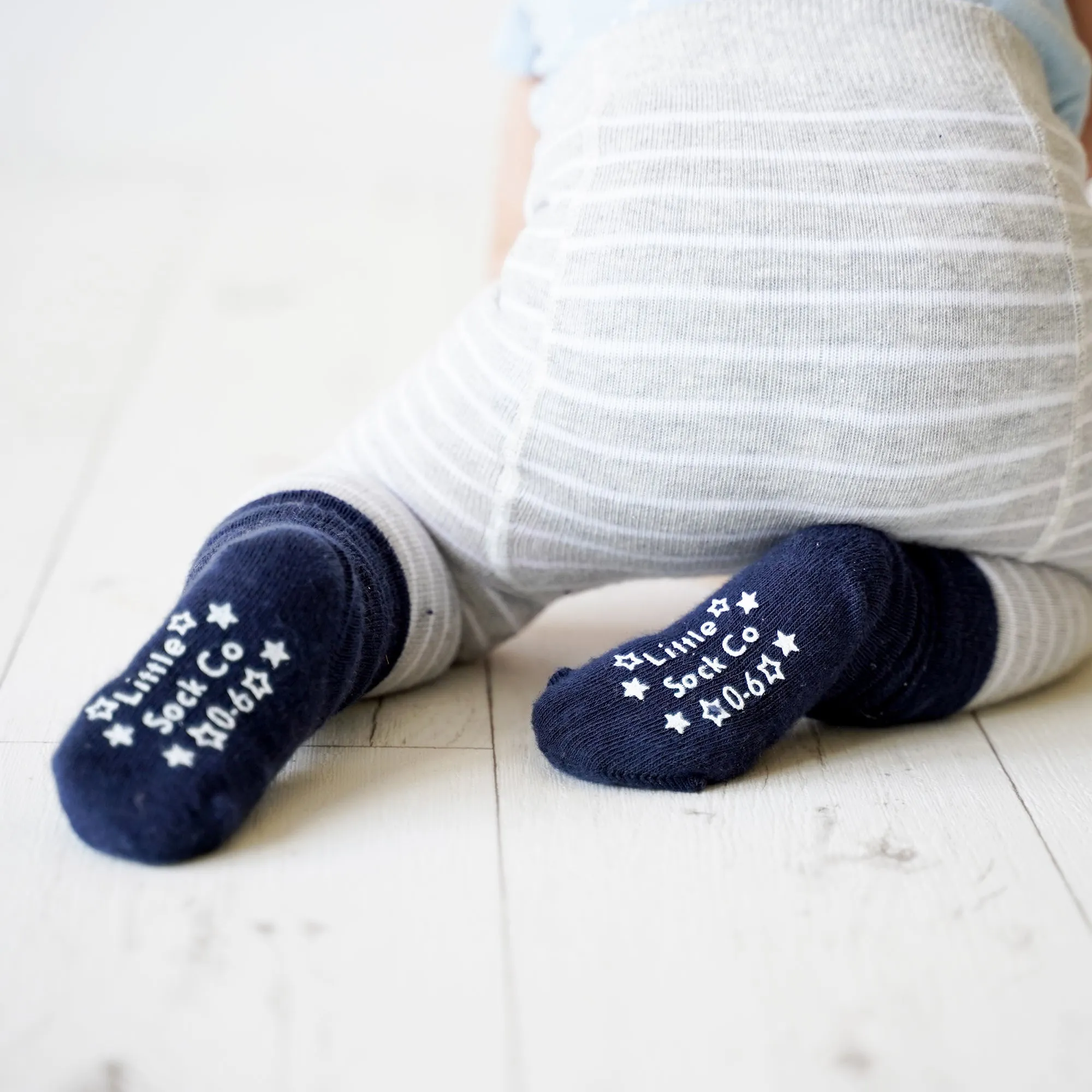 Talipes (clubfoot) Boots and Bar Socks - Non-Slip   Stay On Baby and Toddler Socks - 3 Pack in Navy, Mustard & Grey Marl