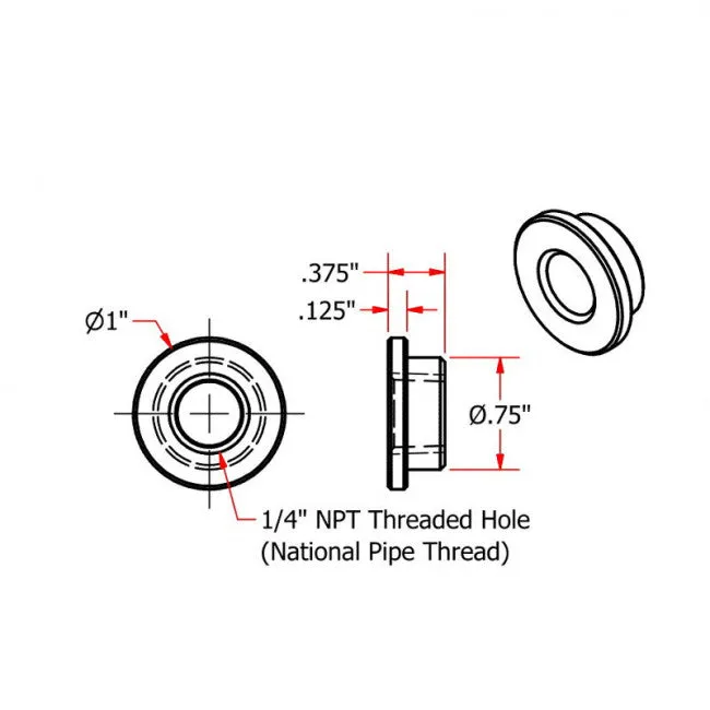 TC Bros 1/4" NPT Steel Weld-In Petcock Bung