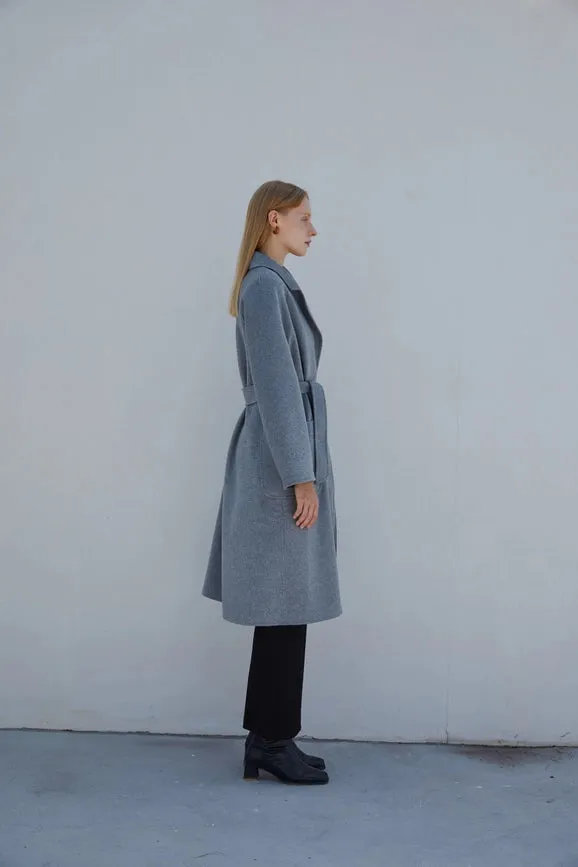 The Classic Wrap Coat Heather Grey