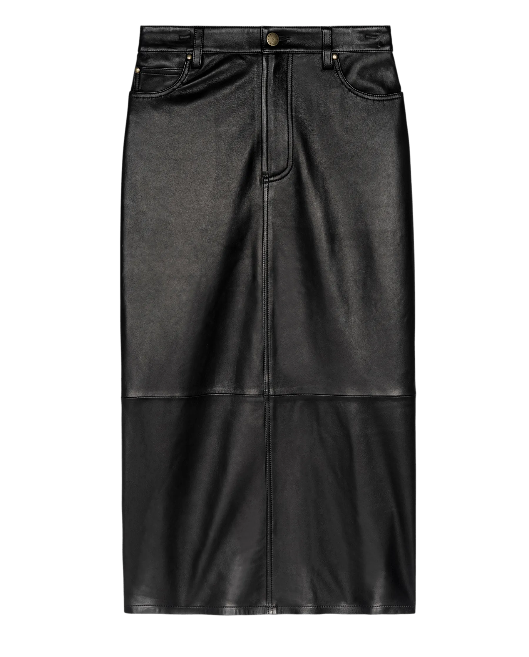 The Leather Column Skirt. -- Black