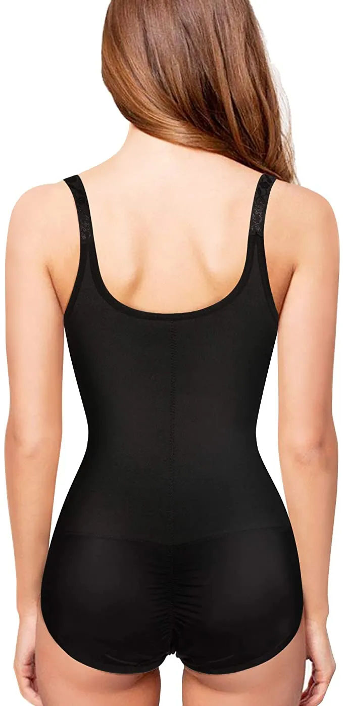 Ursexyly Women Waist Trainer Bodysuit Tummy Control Corset Full Body Shaper Cincher Tank Top Shapewear with Adjustable Straps Hooks, Black, Medium