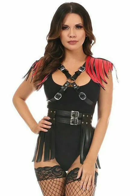 Vegan Leather Body Harness w/Fringe