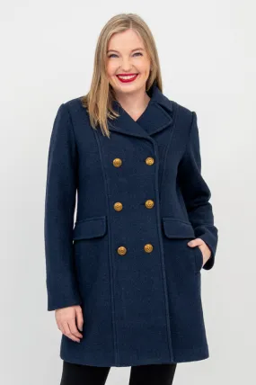 Vicky Coat, Navy, Boiled Wool