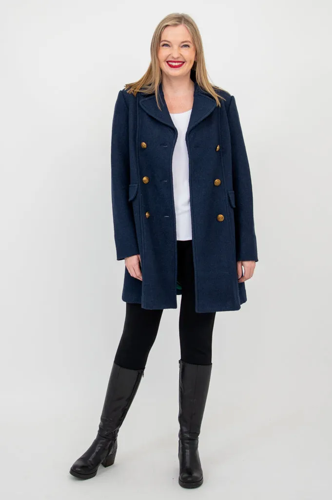 Vicky Coat, Navy, Boiled Wool