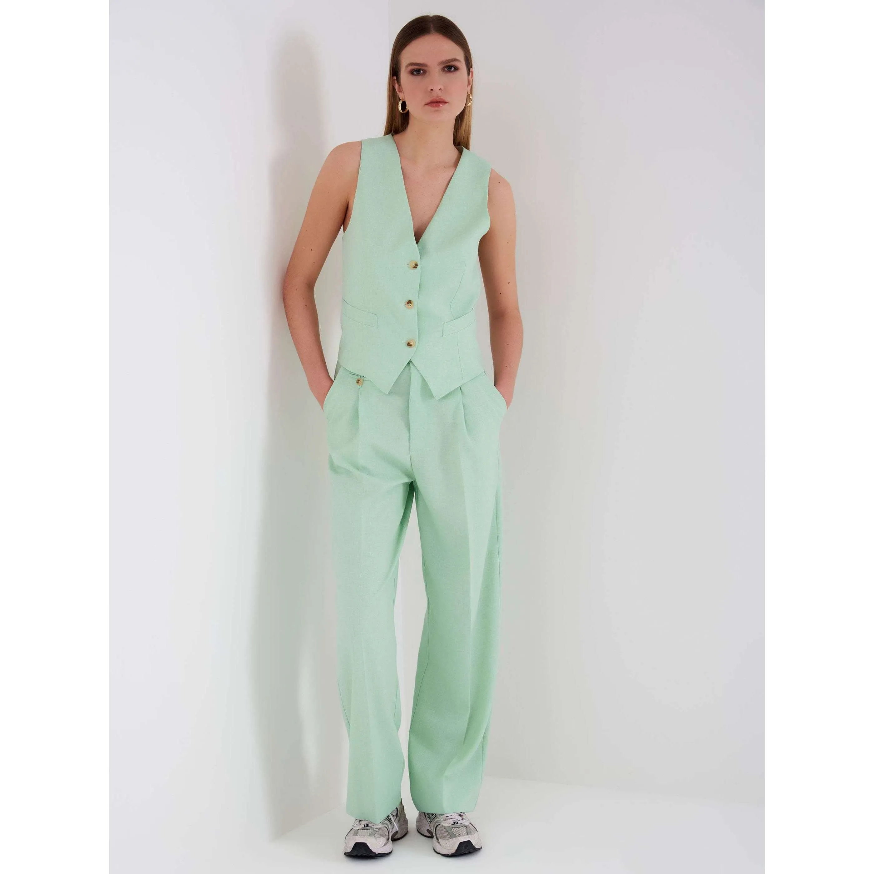 Vicolo Donna Giacca Gilet Verde MentaTE0101