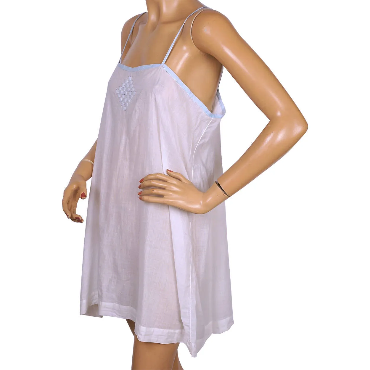 Vintage 1920s Flapper Slip White Cotton Chemise Size M