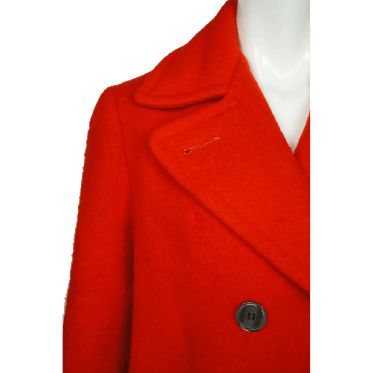 Vintage 1970s Hudsons Bay Company Point Blanket Jacket Winter Coat Red Wool Sz M