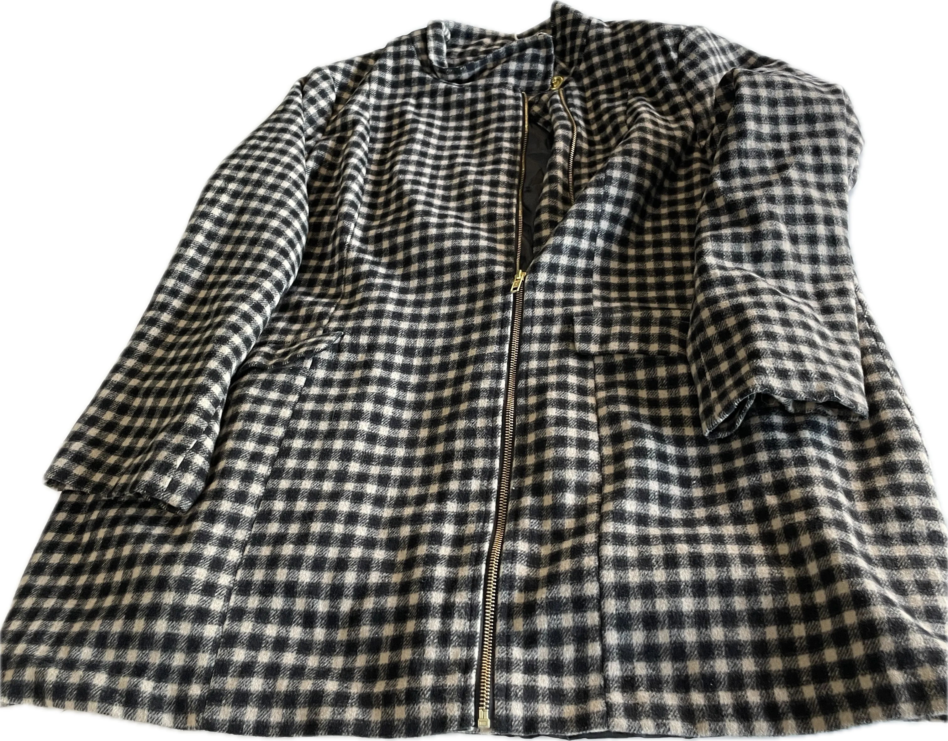 Vintage Checkered Wool Coat for Women SKU 5305