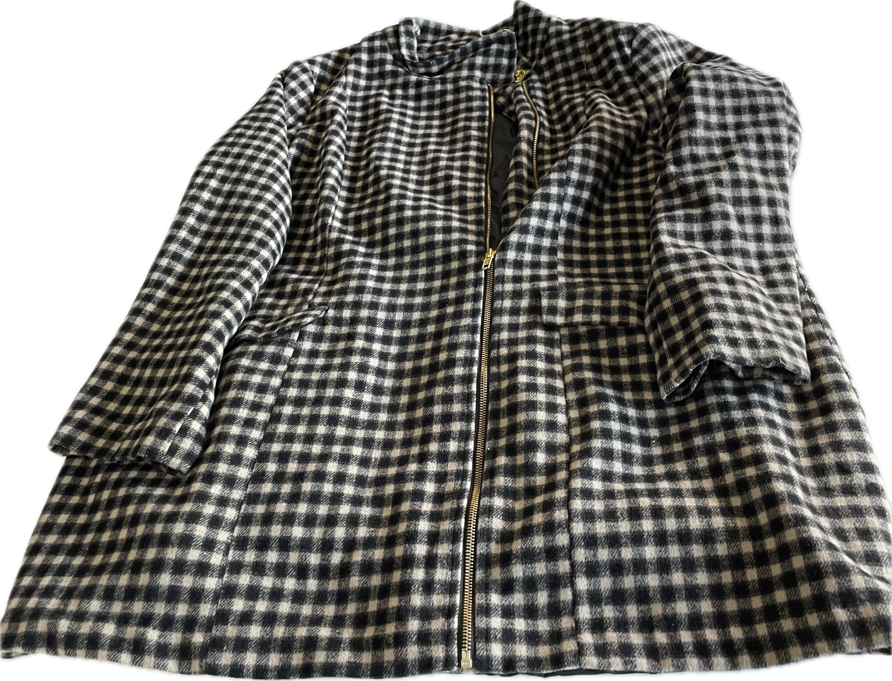 Vintage Checkered Wool Coat for Women SKU 5305