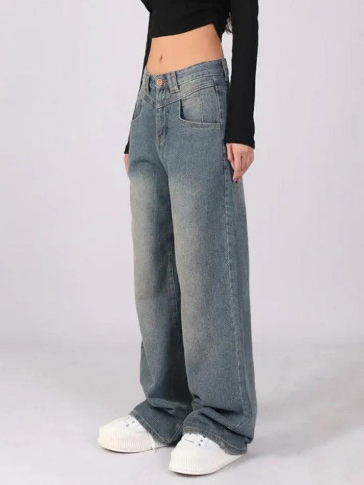 Vintage Washed High Waist Boyfriend Jeans