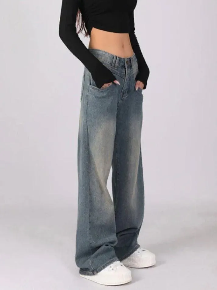 Vintage Washed High Waist Boyfriend Jeans