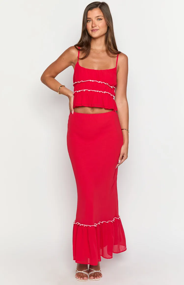 Wiatt Red Maxi Skirt