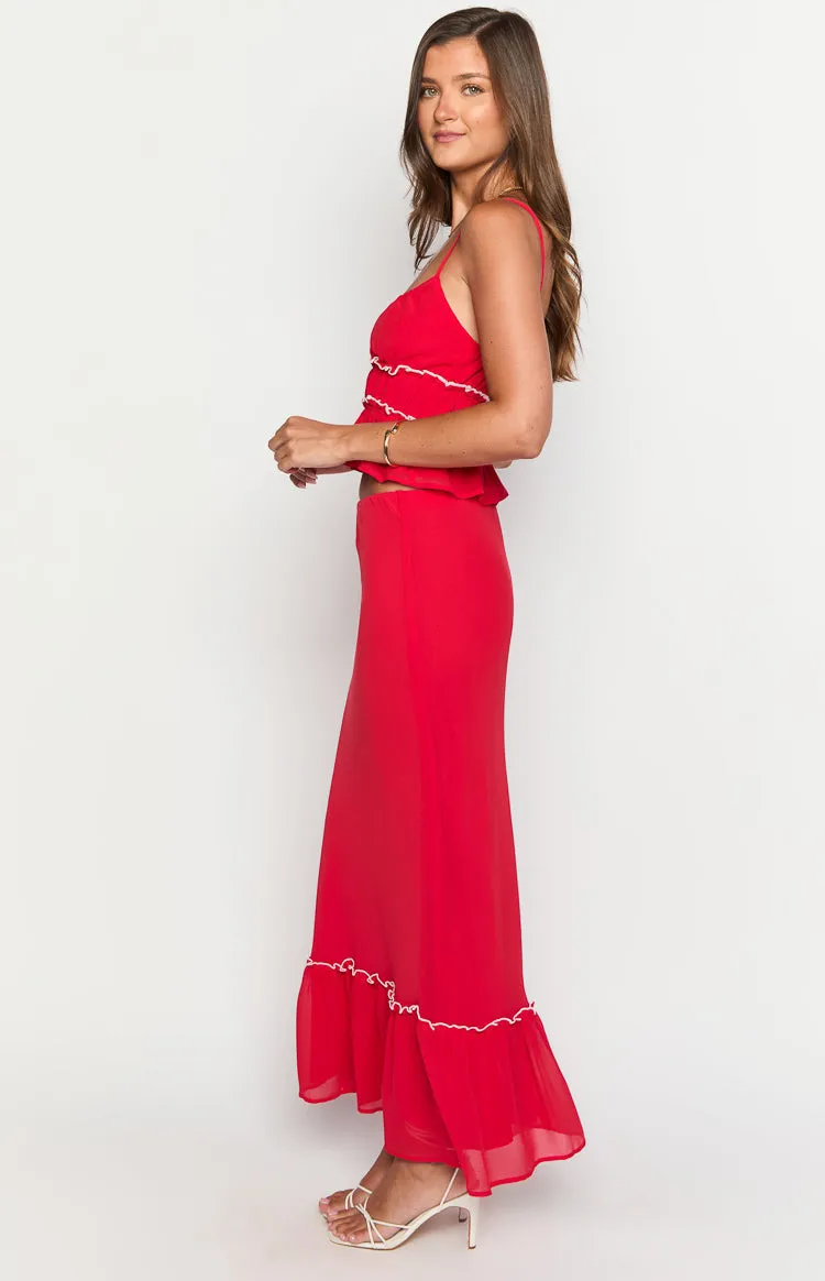 Wiatt Red Maxi Skirt