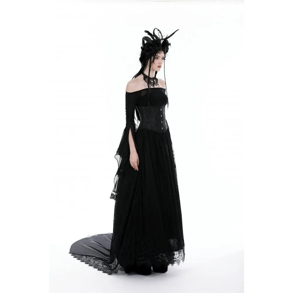 Women's Gothic Lace Layered Draggle-tailed Skirt