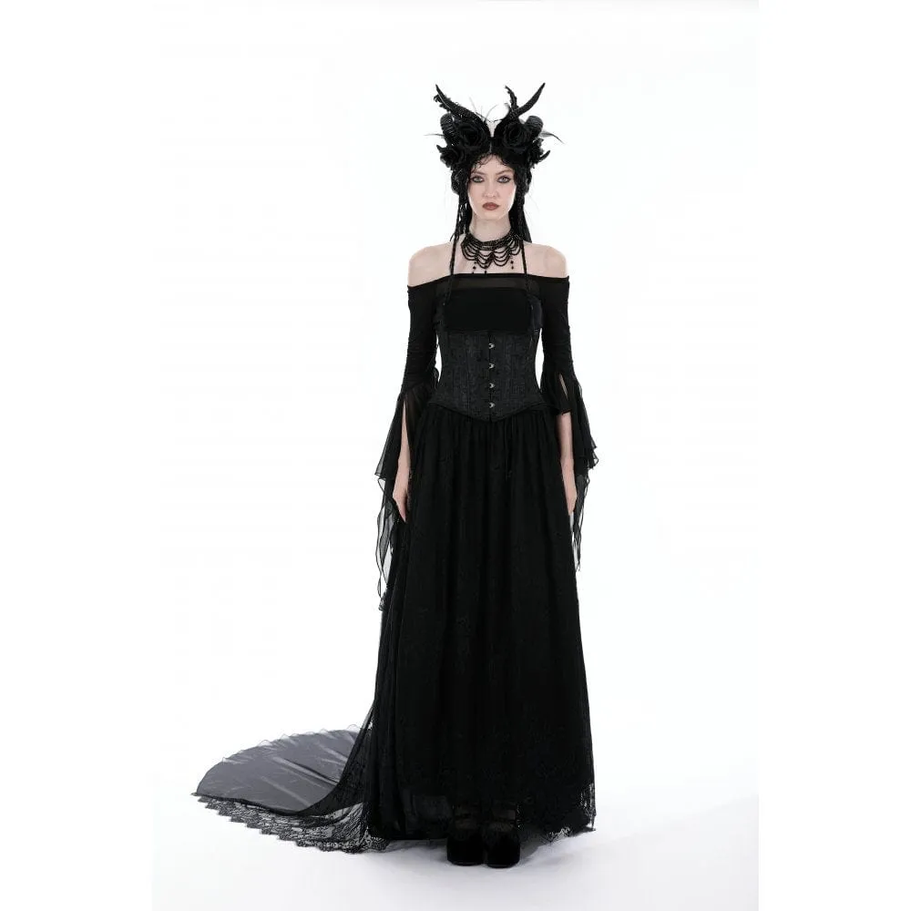 Women's Gothic Lace Layered Draggle-tailed Skirt