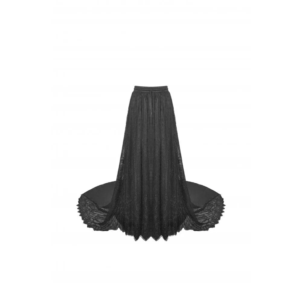 Women's Gothic Lace Layered Draggle-tailed Skirt