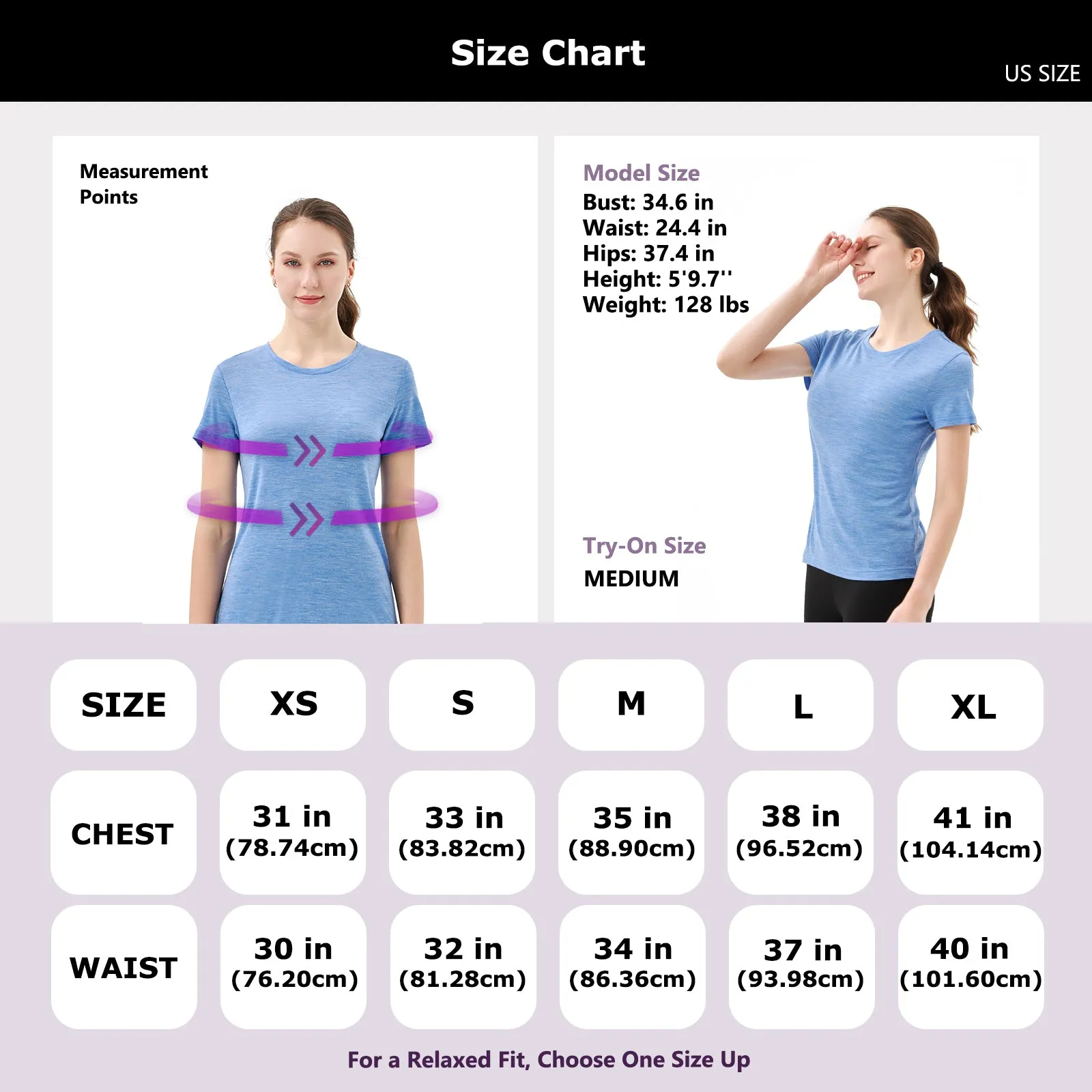 Women's Merino 150g Classic Short Sleeve T-Shirt BlueBell Heather