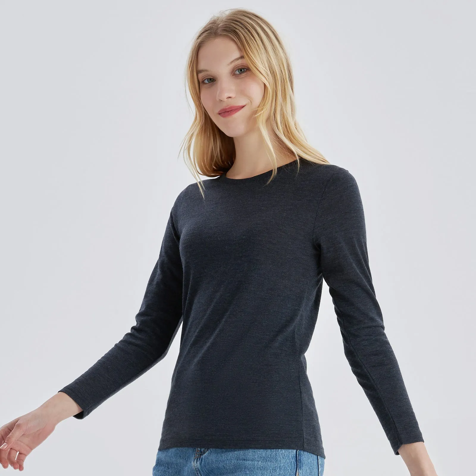 Women's Merino 170g Classic All-Season Base Layer Crew Black Heather