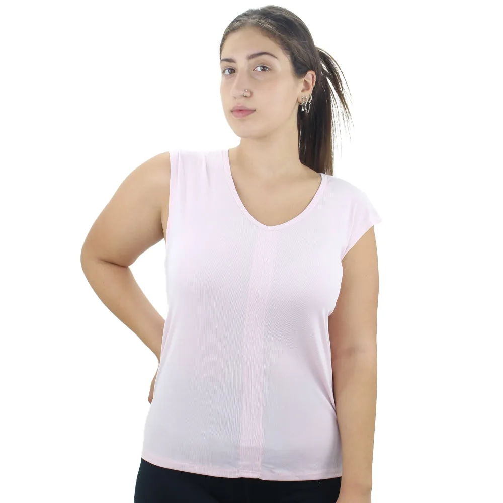 Women's Ribbed Sport Top,Light Pink