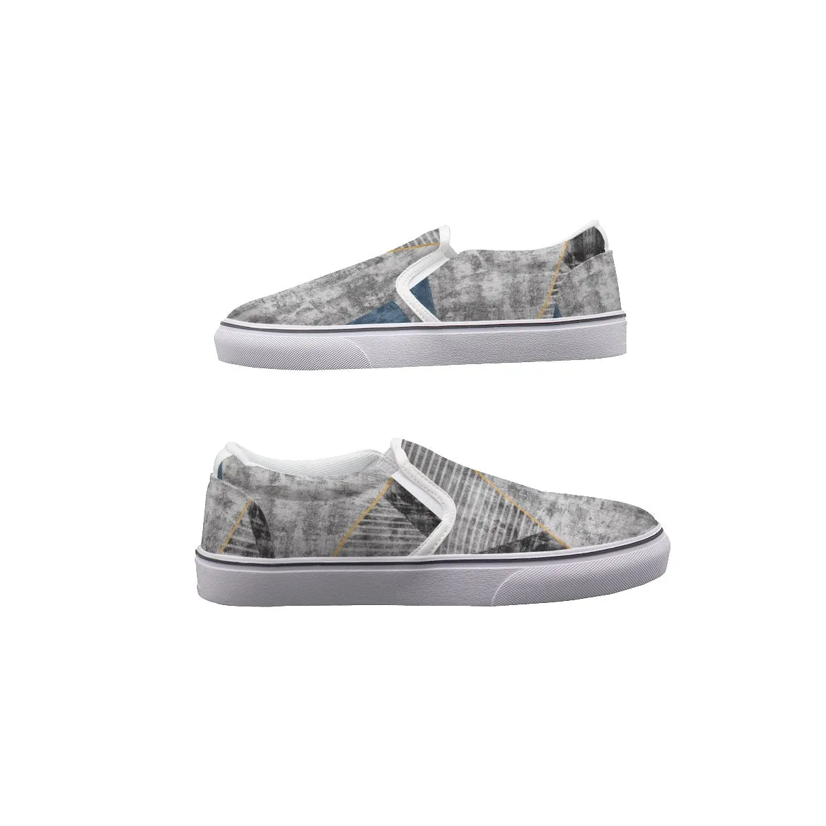 Women's Slip On Sneakers 103 silver and black print