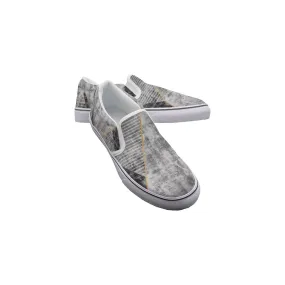 Women's Slip On Sneakers 103 silver and black print