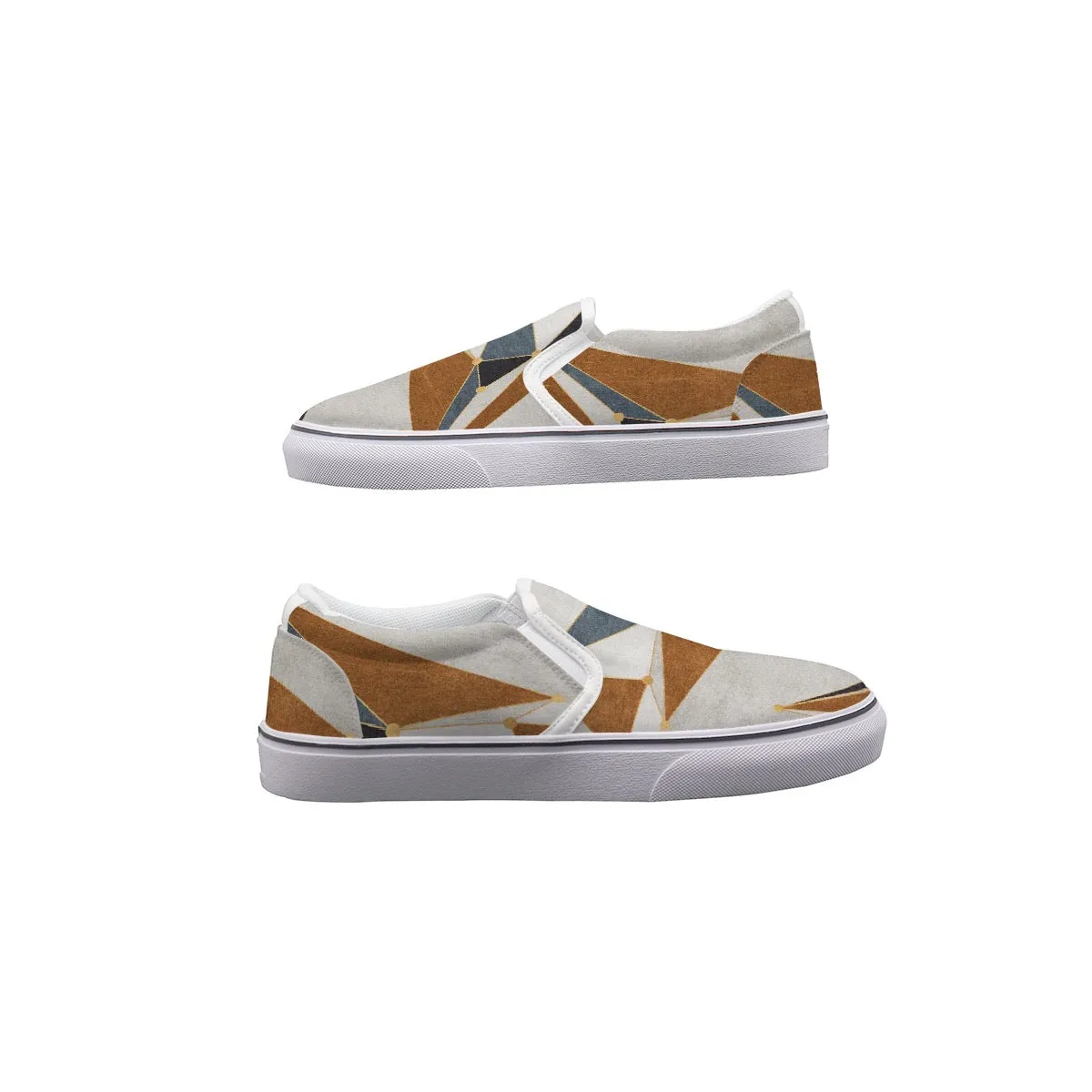 Women's Slip On Sneakers 239 gold and blue , beige print