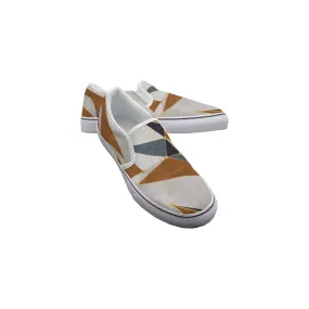 Women's Slip On Sneakers 239 gold and blue , beige print