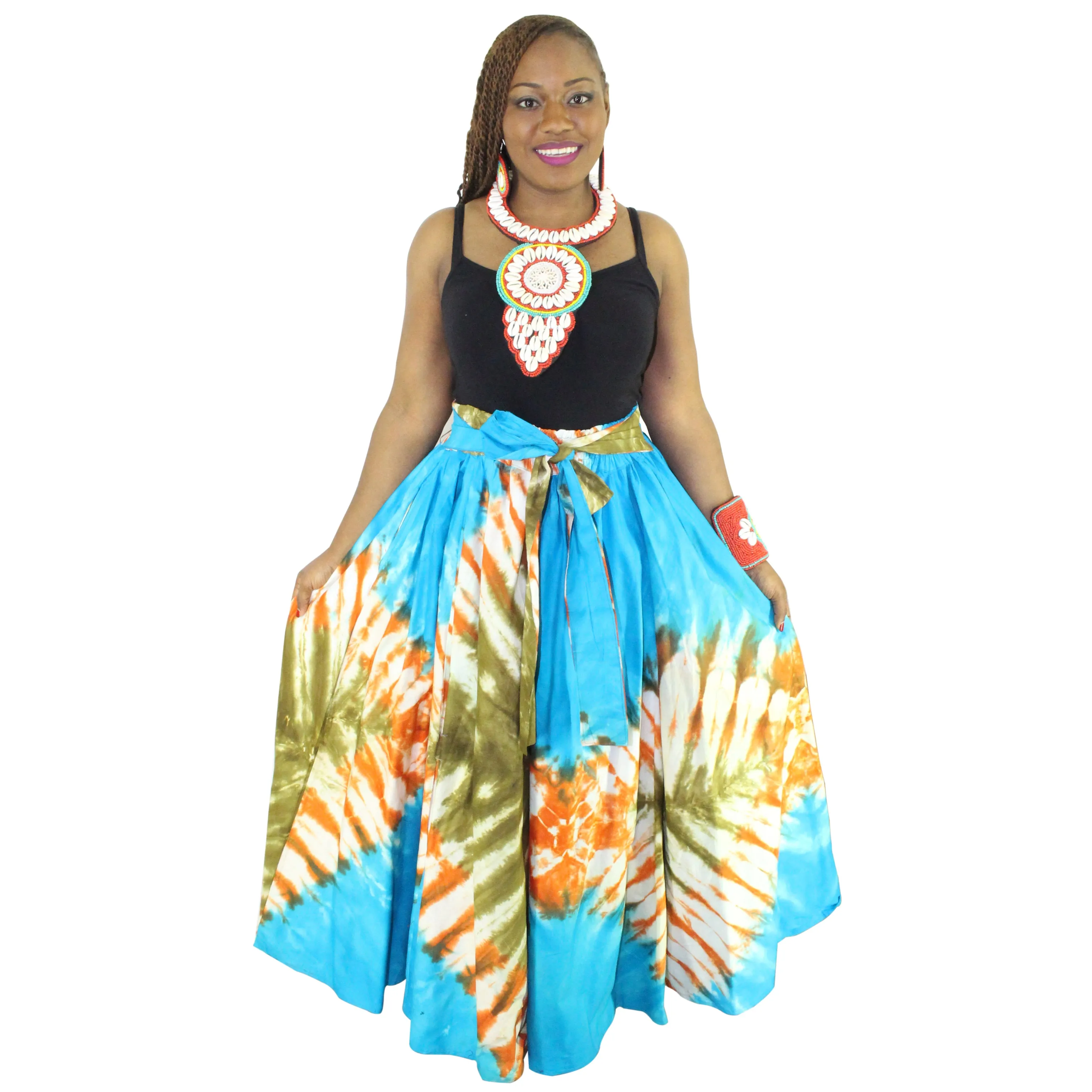 Women's Tie Dye Long Rayon Skirt - FI-32-TD