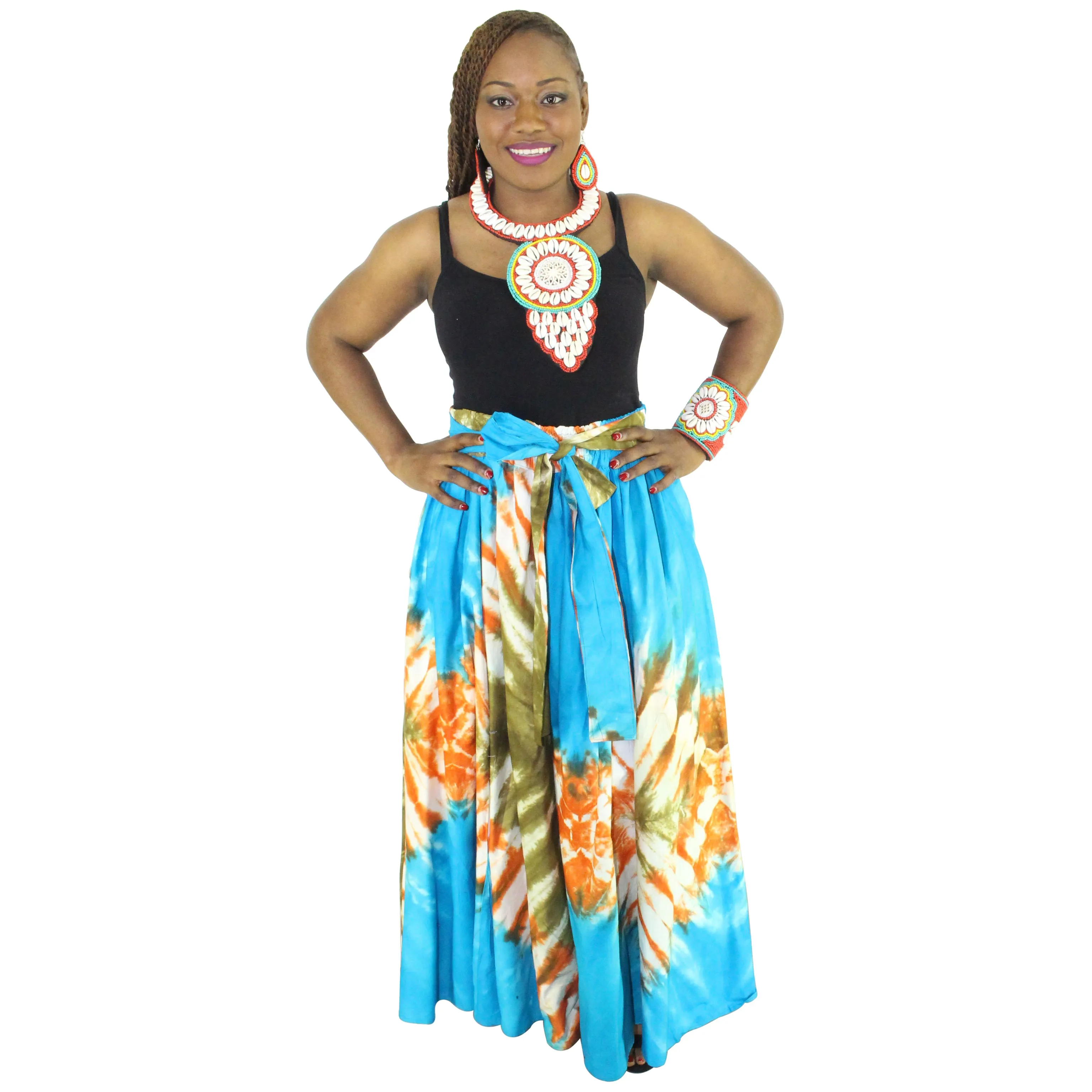 Women's Tie Dye Long Rayon Skirt - FI-32-TD