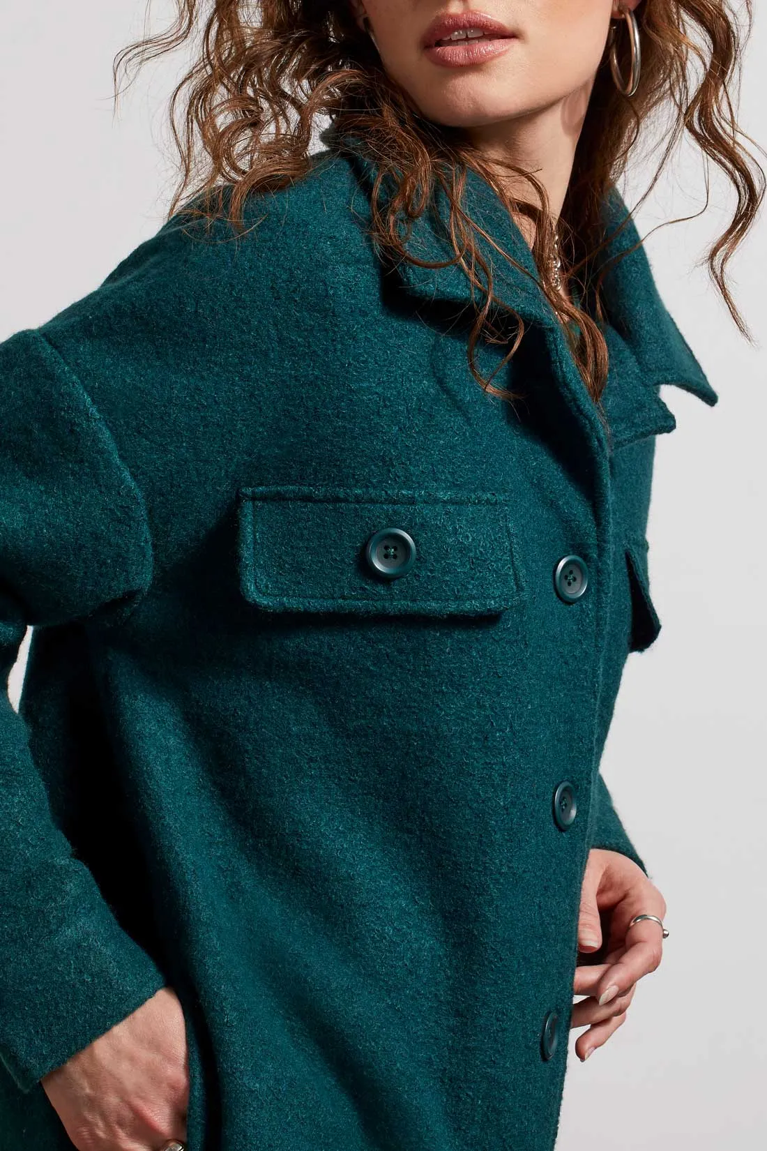 Women's Tribal | Stretch Boiled Wool Long Jacket | Forest Green