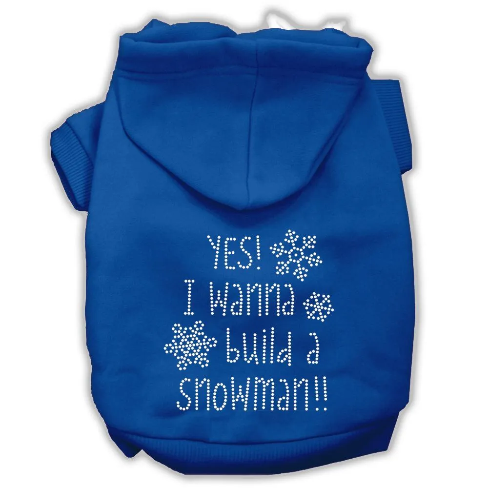 Yes! I Want To Build A Snowman Rhinestone Dog Hoodie Blue S (10)